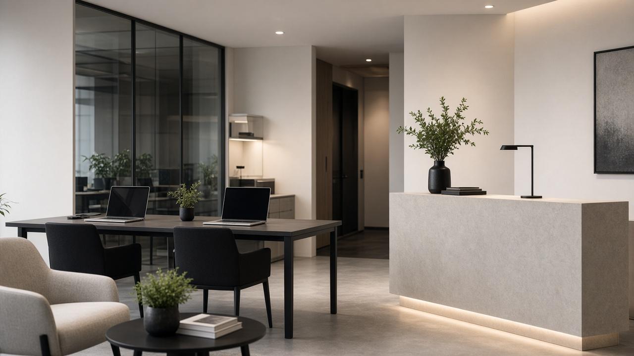 Small professional office used to illustrate business websites and digital documents.